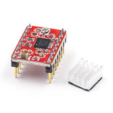 Original chip with retail package red A4988 stepper motor driver(with heatsink, 1,5A)