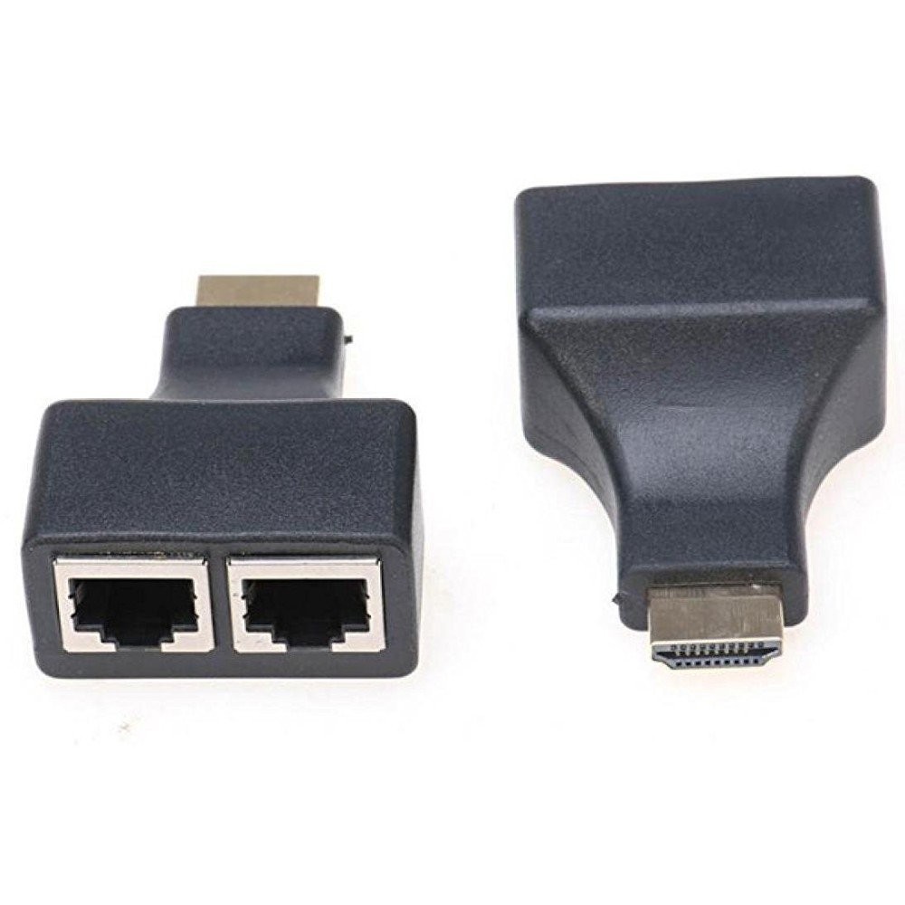 Convertisseur de cable HDMI extender male a 2 port RJ45 femelle