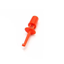 Round small single test hook clip test probe red