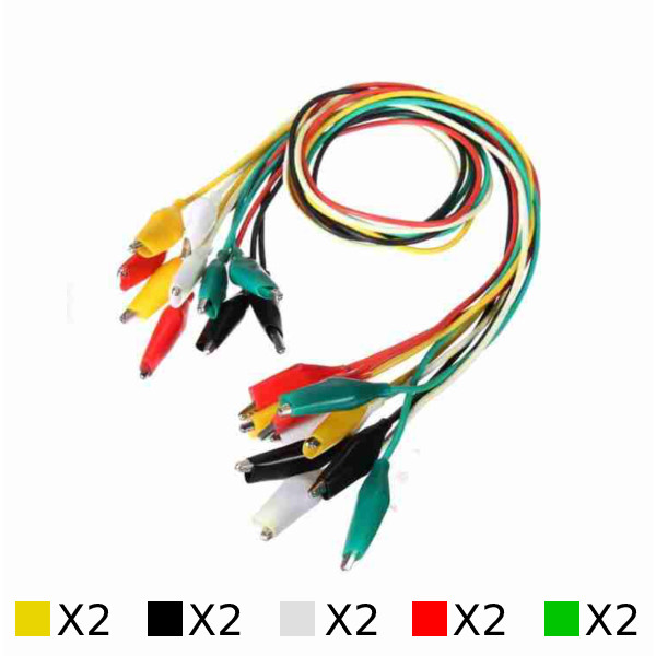 10 Cables 50 Cm Crocodiles Avec 20 Pinces